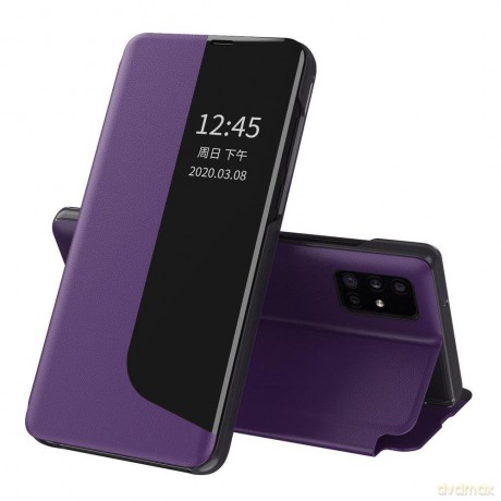 Eco Leather View Case elegancki futerał etui z klapką i funkcją podstawki Huawei P40 fioletowy