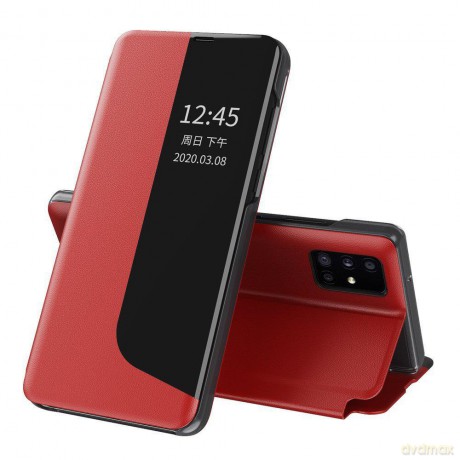 Eco Leather View Case elegancki futerał etui z klapką i funkcją podstawki Huawei P40 Lite E czerwony