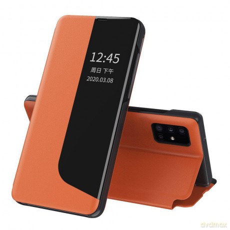 Eco Leather View Case elegancki futerał etui z klapką i funkcją podstawki Huawei P40 Lite E pomarańczowy