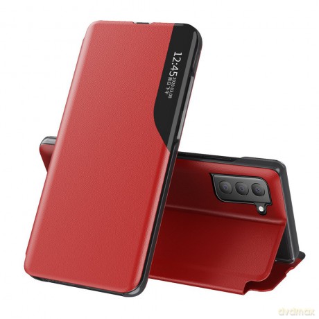 Eco Leather View Case elegancki futerał etui z klapką i funkcją podstawki Samsung Galaxy S21 FE czerwony
