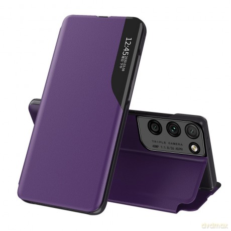 Eco Leather View Case elegancki futerał etui z klapką i funkcją podstawki Samsung Galaxy S21 Ultra 5G fioletowy