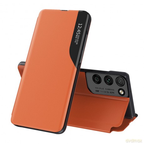 Eco Leather View Case elegancki futerał etui z klapką i funkcją podstawki Samsung Galaxy S21 Ultra 5G pomarańczowy