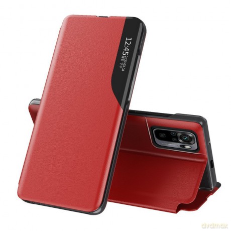 Eco Leather View Case elegancki futerał etui z klapką i funkcją podstawki Xiaomi Redmi Note 10 Pro czerwony