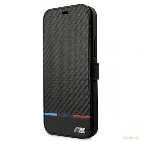 Etui BMW BMBKP13SPUCARTCBK iPhone 13 mini 5,4" czarny/black bookcase M Collection PU Carbon Stripe