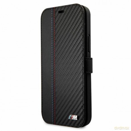 Etui BMW BMFLBKP12SMCARBK iPhone 12 mini 5,4" czarny/black book M Collection PU Carbon Stripe