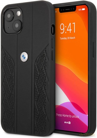 Etui BMW BMHCP13MRSPPK iPhone 13 6,1" czarny/black hardcase Leather Curve Perforate