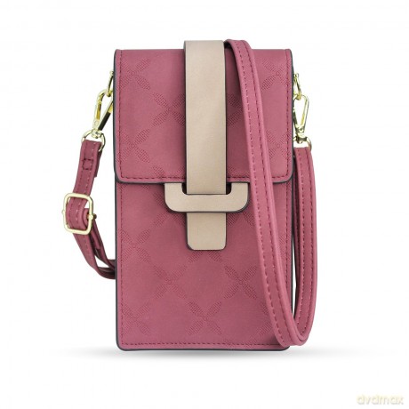 Fancy Bag Case ręcznie robione etui wysokiej jakości torba torebka na smartfon z paskiem na ramię portfel ciemnoróżowy (model 1)