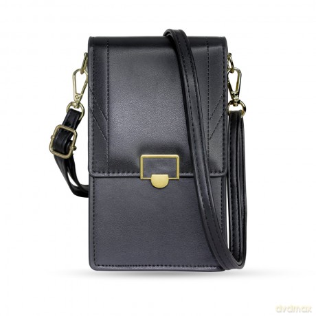 Fancy Bag Case ręcznie robione etui wysokiej jakości torba torebka na smartfon z paskiem na ramię portfel czarny (model 2)