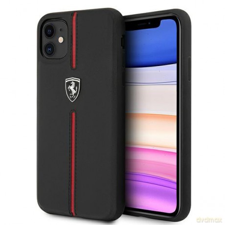Ferrari FEOMSHCN61BK iPhone 11 czarny/black hardcase Off Track Leather Nylon Stripe