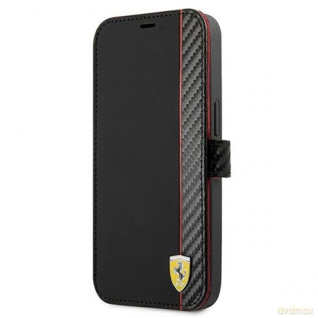 Ferrari FESAXFLBKP13MBK iPhone 13 6,1" czarny/black book On Track Carbon Stripe