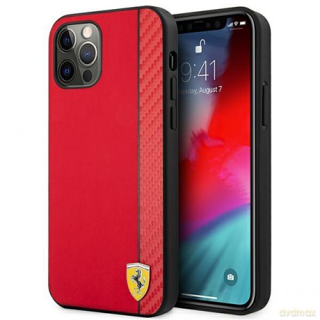 Ferrari FESAXHCP12MRE iPhone 12/12 Pro 6,1" czerwony/red hardcase On Track Carbon Stripe