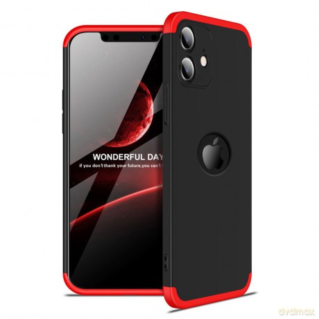 GKK 360 Protection Case etui na całą obudowę przód + tył iPhone 12 czarno-czerwony