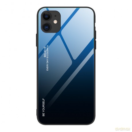 Gradient Glass etui pokrowiec nakładka ze szkła hartowanego iPhone 12 mini czarno-niebieski