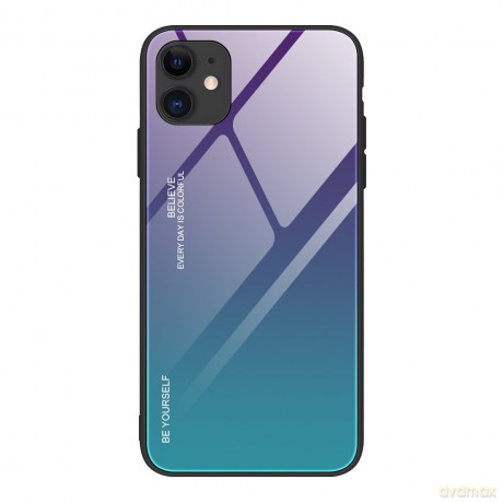 Gradient Glass etui pokrowiec nakładka ze szkła hartowanego iPhone 12 mini zielono-fioletowy