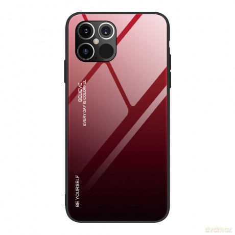 Gradient Glass etui pokrowiec nakładka ze szkła hartowanego iPhone 12 Pro Max czarno-czerwony