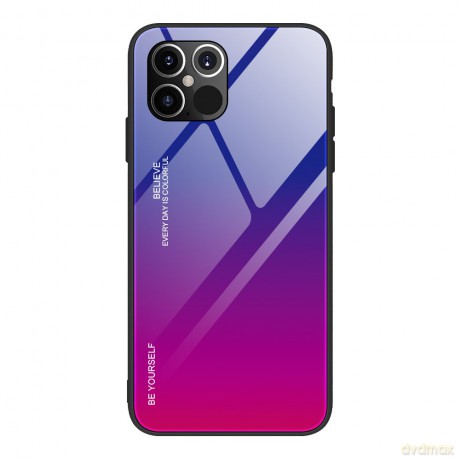 Gradient Glass etui pokrowiec nakładka ze szkła hartowanego iPhone 12 Pro Max różowo-fioletowy