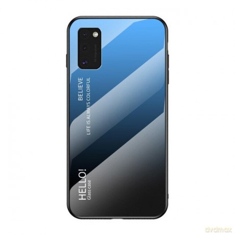 Gradient Glass etui pokrowiec nakładka ze szkła hartowanego Samsung Galaxy A41 czarno-niebieski