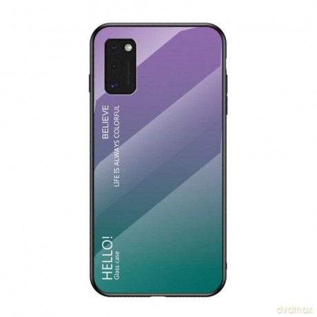 Gradient Glass etui pokrowiec nakładka ze szkła hartowanego Samsung Galaxy A41 zielono-fioletowy
