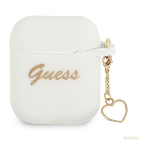 Guess GUA2LSCHSH AirPods 1/2 cover biały/white Silicone Charm Collection