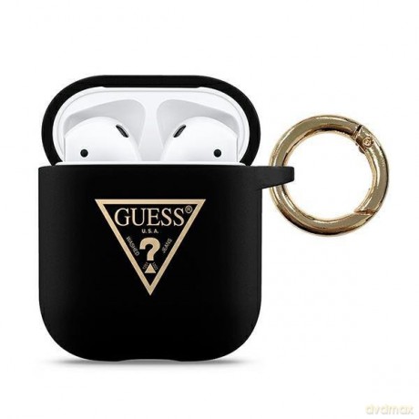 Guess GUACA2LSTLBK AirPods cover czarny/black Silicone Triangle Logo