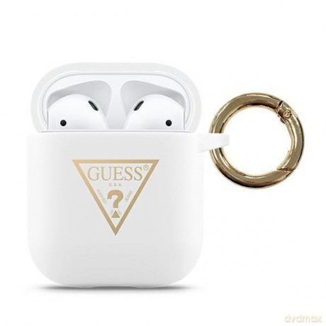 Guess GUACA2LSTLWH AirPods cover biały/white Silicone Triangle Logo