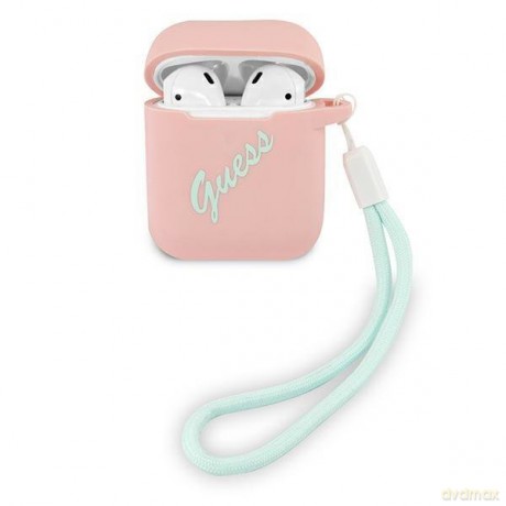 Guess GUACA2LSVSPG AirPods cover różowo zielony/pink green Silicone Vintage