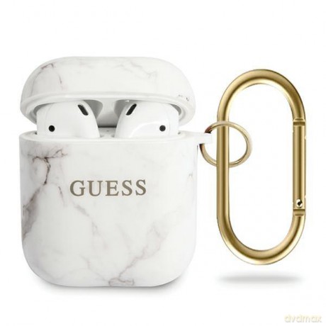 Guess GUACA2TPUMAWH AirPods cover biały/white Marble Collection