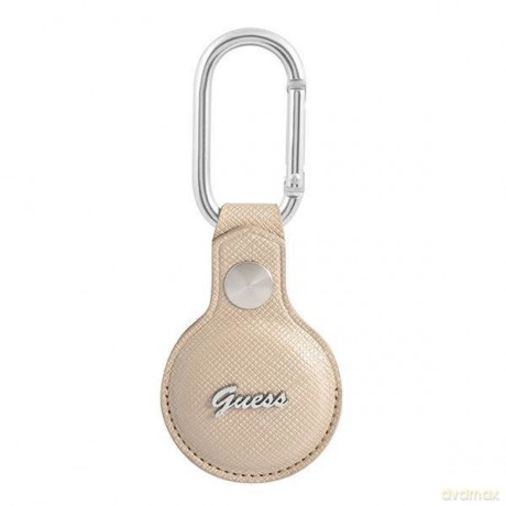 Guess GUATPSASRSD AirTag case beżowy/beige Saffiano Vintage Script
