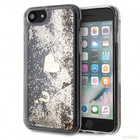 Guess GUHCI8GLHFLGO iPhone 7/8/SE 2020 gold/złoty hard case Glitter Hearts