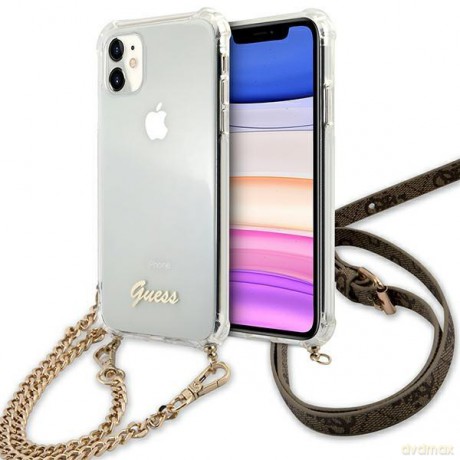 Guess GUHCN61KC4GSGO iPhone 11 6,1" Transparent hardcase 4G Gold Chain