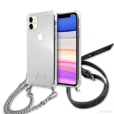 Guess GUHCN61KC4GSSI iPhone 11 6,1" Transparent hardcase 4G Silver Chain