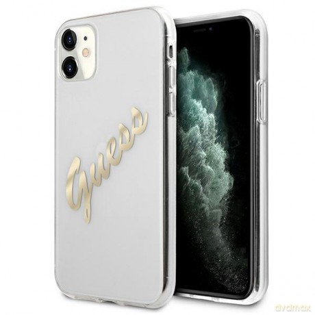 Guess GUHCN61KTRSVGO iPhone 11 6,1" Transparent hardcase Vintage Script Gold