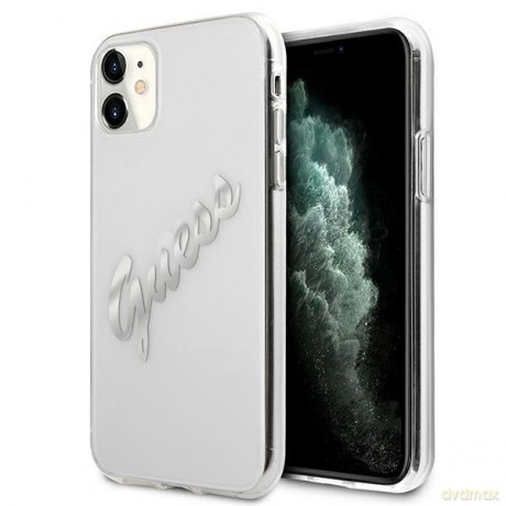 Guess GUHCN61KTRSVSI iPhone 11 6,1" Transparent hardcase Vintage Script Silver