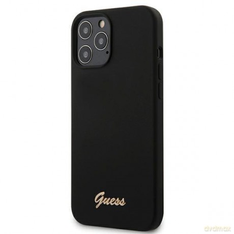 Guess GUHCP12LLSLMGBK iPhone 12 Pro Max 6,7" black/czarny hardcase Silicone Script Gold Logo
