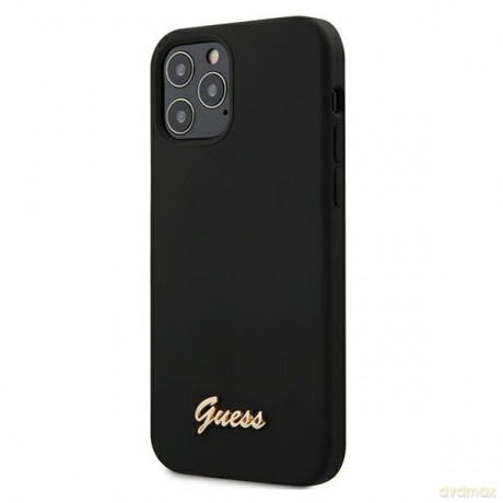 Guess GUHCP12MLSLMGBK iPhone 12/12 Pro 6,1" black/czarny hardcase Silicone Script Gold Logo