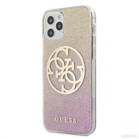 Guess GUHCP12MPCUGLPGG iPhone 12/12 Pro 6,1" różowo-złoty/gold pink hard case Glitter Gradient 4G Circle Logo