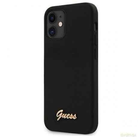 Guess GUHCP12SLSLMGBK iPhone 12 mini 5,4" black/czarny hardcase Silicone Script Gold Logo
