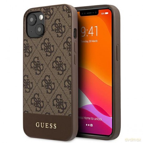 Guess GUHCP13MG4GLBR iPhone 13 6,1" brązowy/brown hard case 4G Stripe Collection