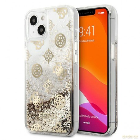 Guess GUHCP13MLGPEGO iPhone 13 6,1" złoty/gold hardcase Peony Liquid Glitter