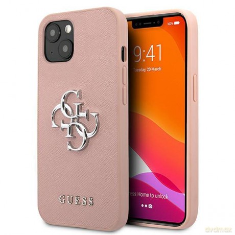 Guess GUHCP13MSA4GSPI iPhone 13 6,1" różowy/pink hardcase Saffiano 4G Metal Logo
