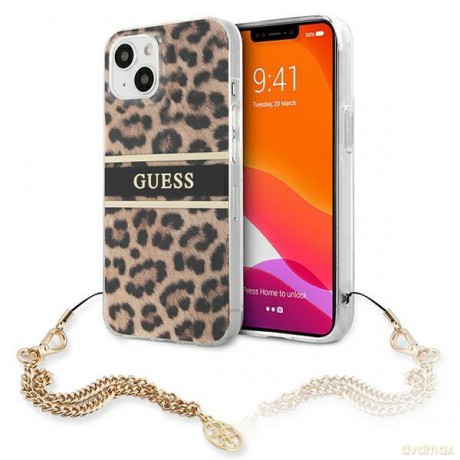 Guess GUHCP13SKBSLEO iPhone 13 mini 5,4" Leopard hardcase Gold Chain