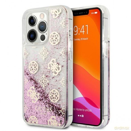 Guess GUHCP13XLGPEPI iPhone 13 Pro Max 6,7" różowy/pink hardcase Peony Liquid Glitter