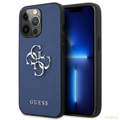 Guess GUHCP13XSA4GSBL iPhone 13 Pro Max 6,7" niebieski/blue hardcase Saffiano 4G Metal Logo