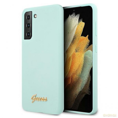 Guess GUHCS21MLSLMGLB S21+ G996 niebieski/blue hardcase Silicone Script Metal Logo