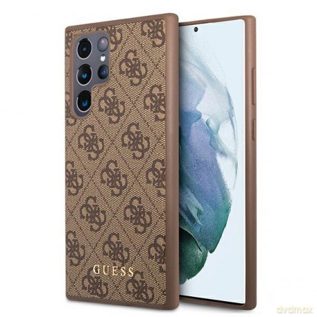 Guess GUHCS22LG4GFBR S22 Ultra S908 brązowy/brown hard case 4G Metal Gold Logo