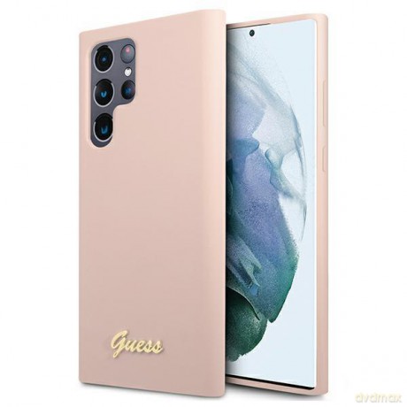Guess GUHCS22LLSLMGPP S22 Ultra S908 różowy/pink hardcase Silicone Script Metal Logo