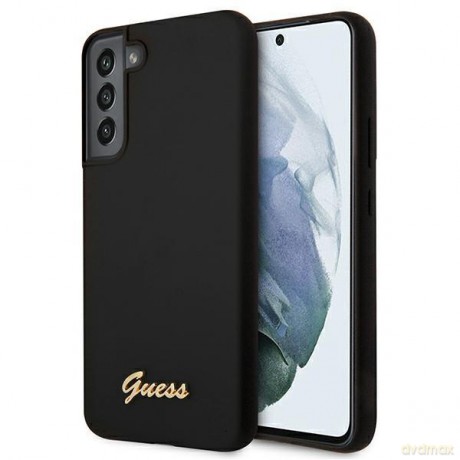 Guess GUHCS22SLSLMGBK S22 S901 czarny/black hardcase Silicone Script Metal Logo