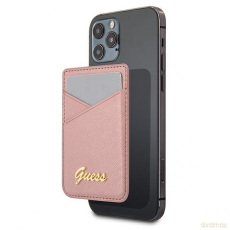 Guess Wallet Card Slot GUWMSSASLPI MagSafe Saffiano różowy/pink