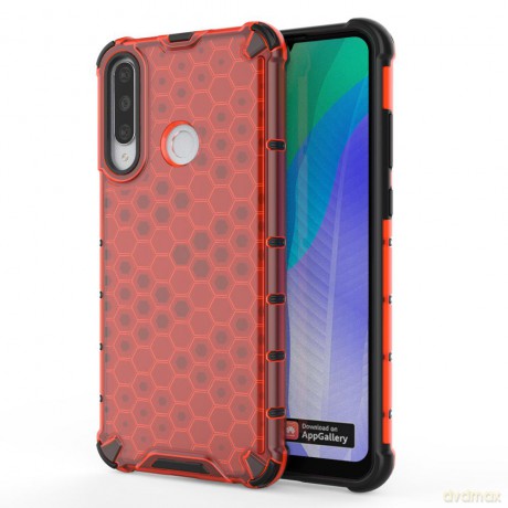 Honeycomb etui pancerny pokrowiec z żelową ramką Huawei Y6p czerwony
