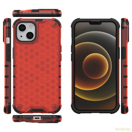 Honeycomb etui pancerny pokrowiec z żelową ramką iPhone 13 czerwony